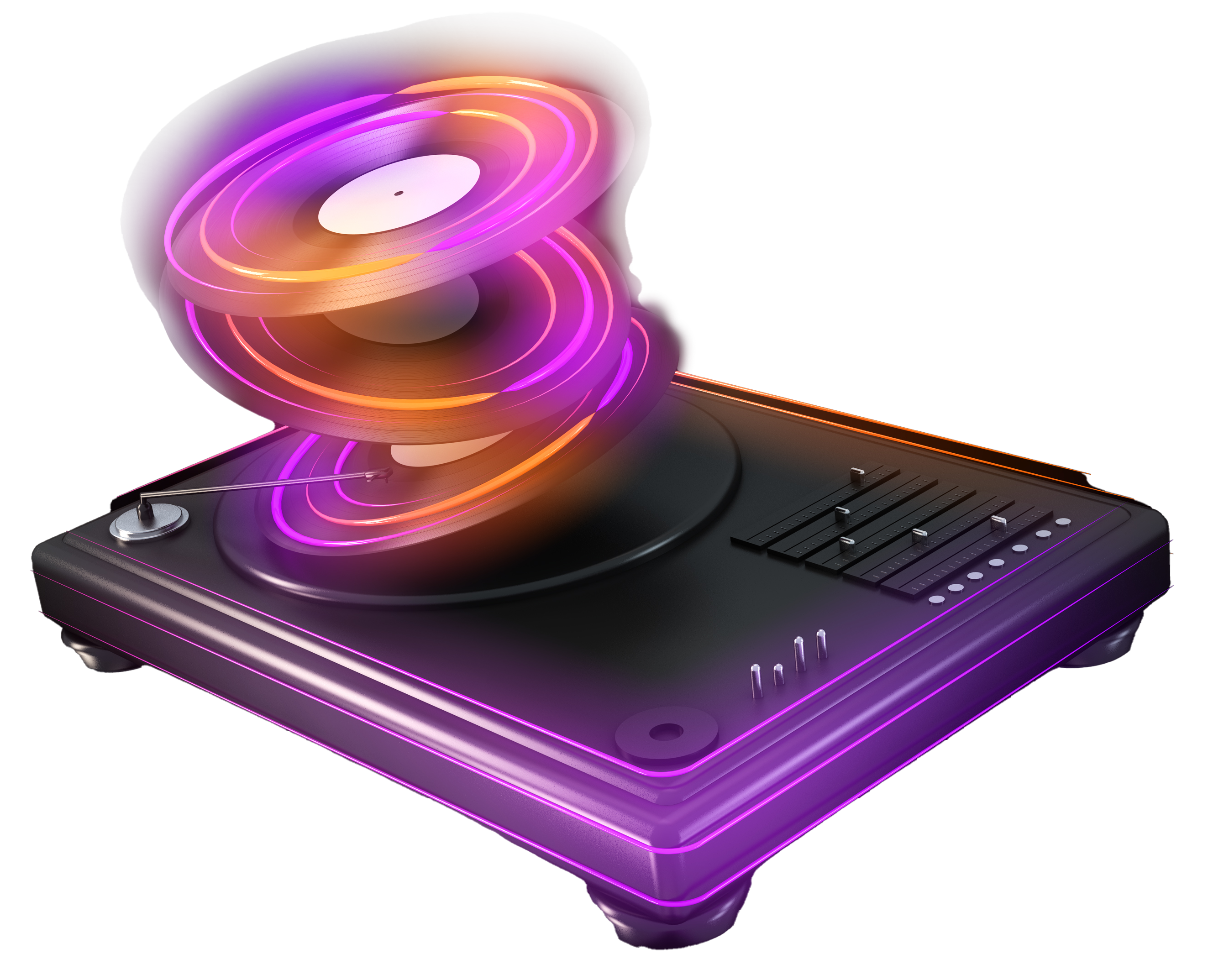 DJ turntable with neon glows